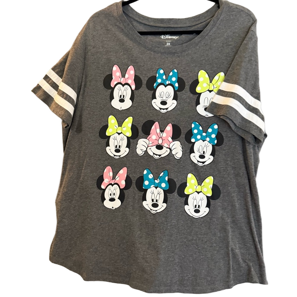 Disney‎ Gray Woman Tee Minnie Mouse Expressions XL